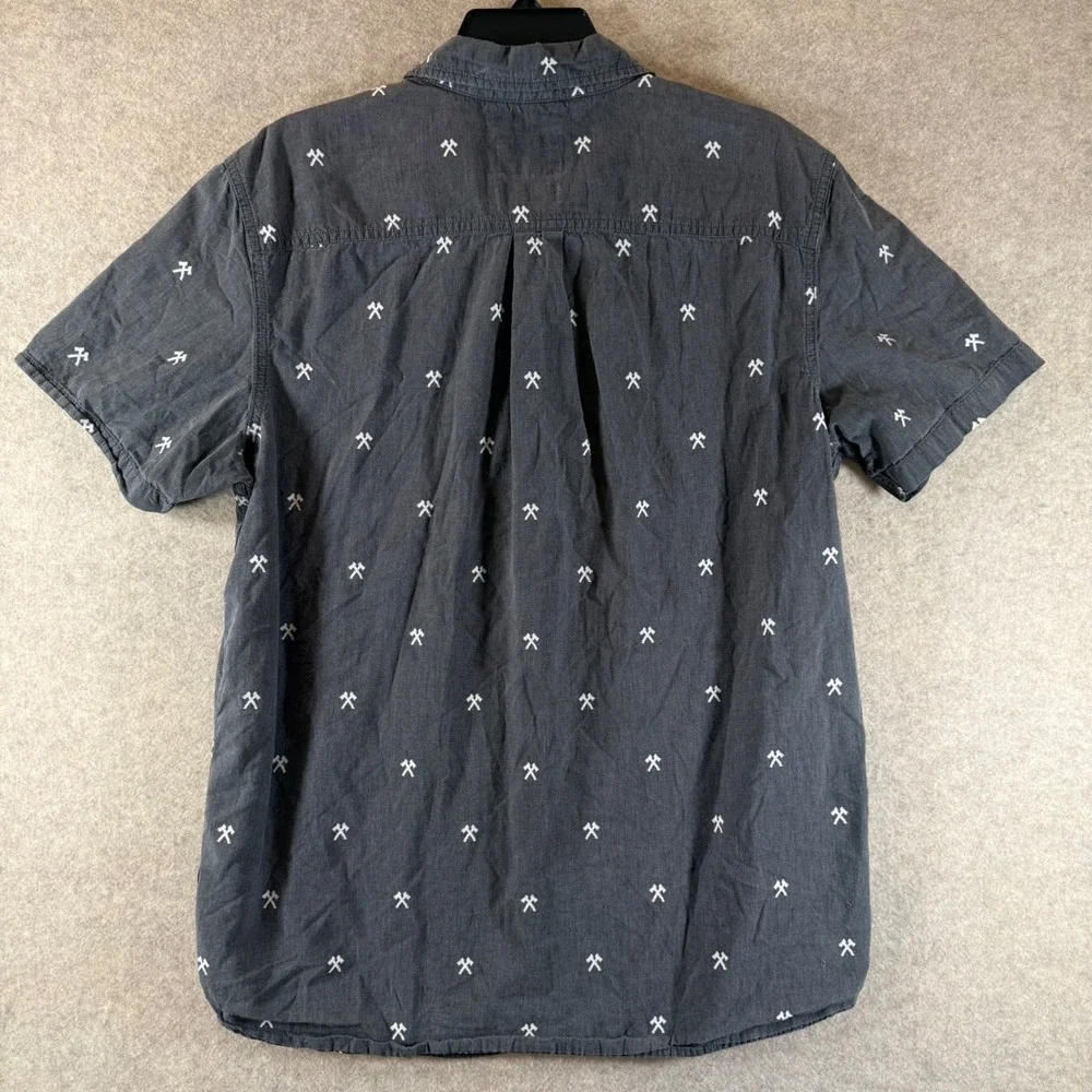 The North Face Shirt Large Pickaxe Print Gray Short Sleeve Button Down Men L